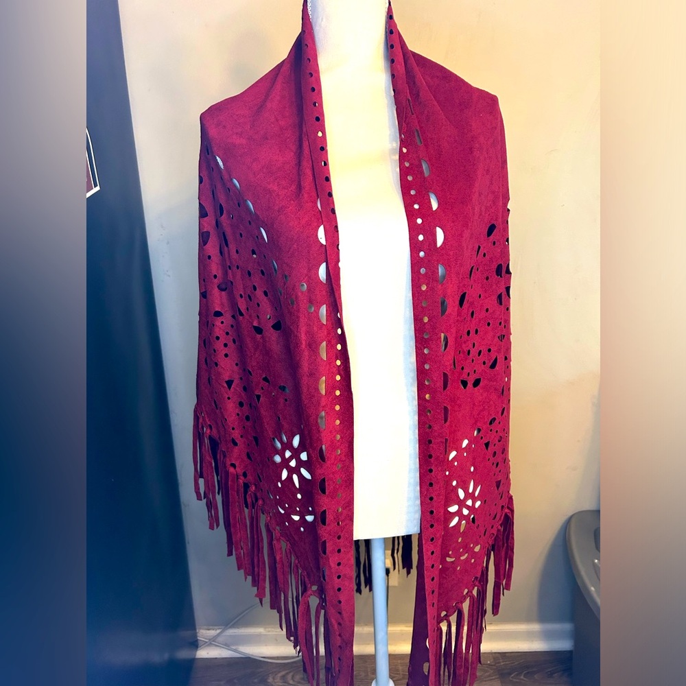 Renee’s NYC Accessories - Burgundy Wrap/Scarf - suede